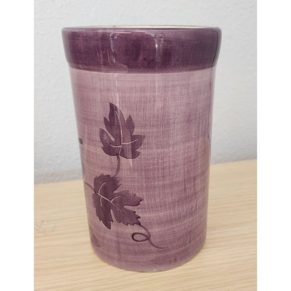 Wine Bucket Ice Ceramic Hand Painted Glazed Grape Cluster Design  6 " Wide  8" T - Picture 4 of 9